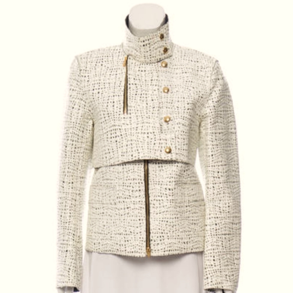 ALEXANDER WANG LEATHER WOOL JACKET PVC DETAIL